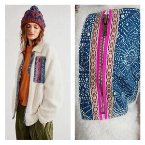Free People We The Free Cardi Snap Patch Pocket Sherpa Jacket Women’s M